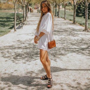 Rowie the Label Theo Tunic Mini Dress Linen White Size XS/S